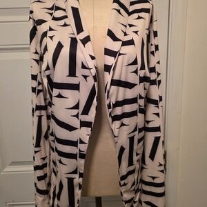 Black and White Geometric Open Cardigan